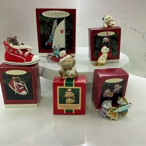 Vintage Hallmark Cat Kitten Christmas Ornaments (lot of 5)